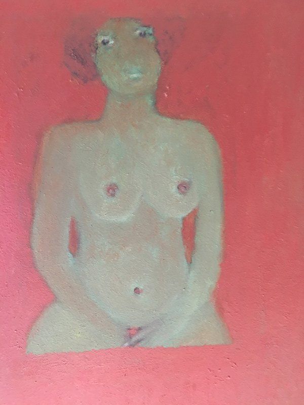 peinture de femme nue sur fond rose