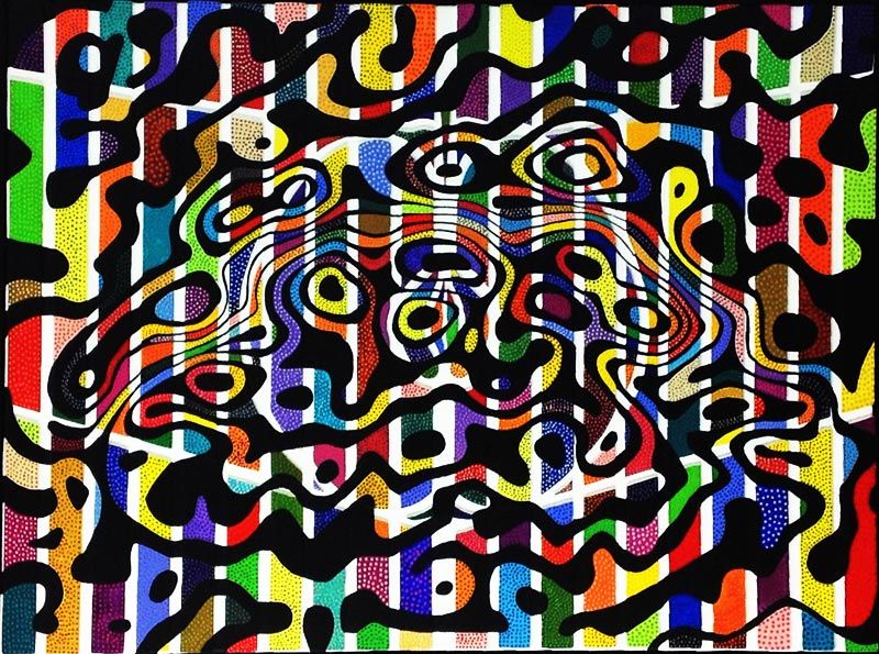 peintures abstraite en bandes colorées