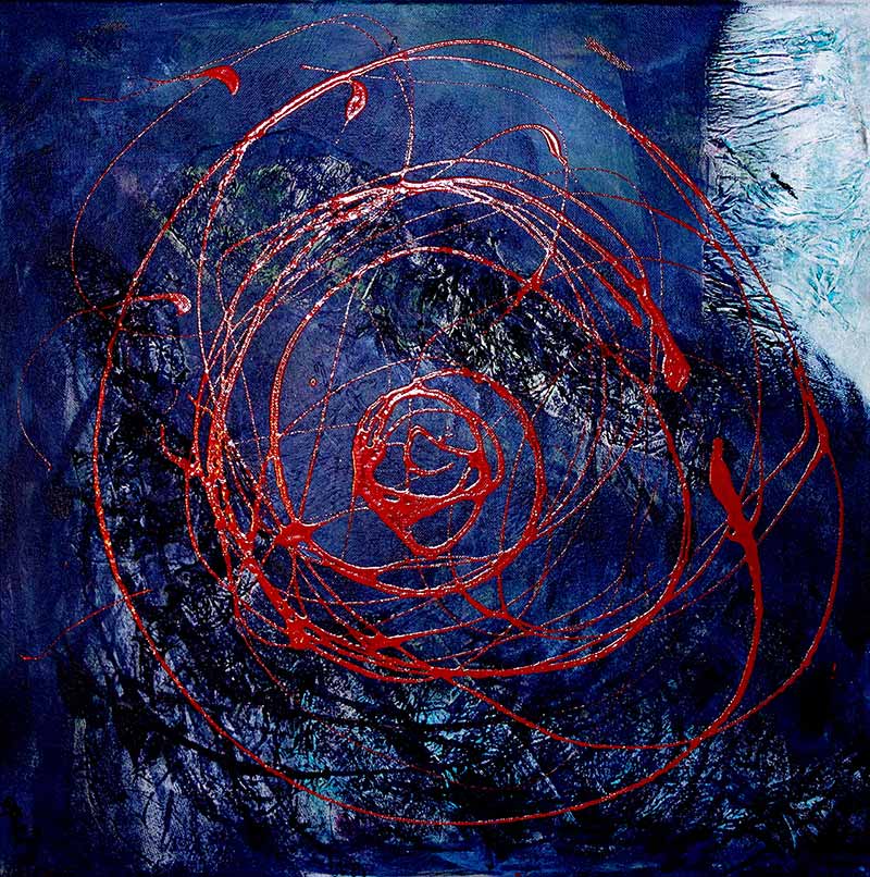 peinture bleue avec spirale rouge
