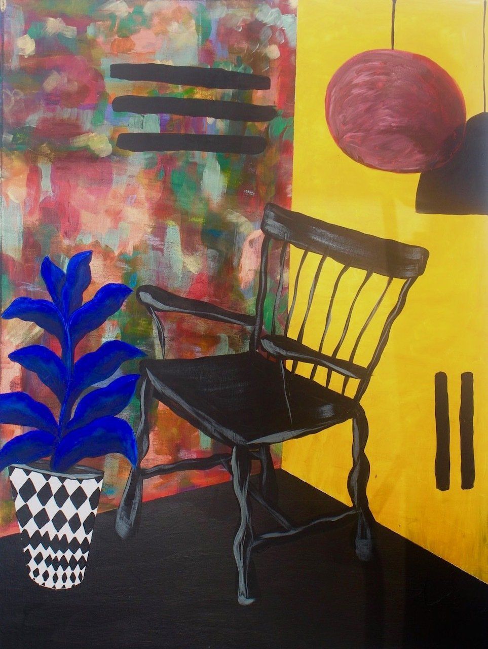 tableau d'une chaise sur fond coloré