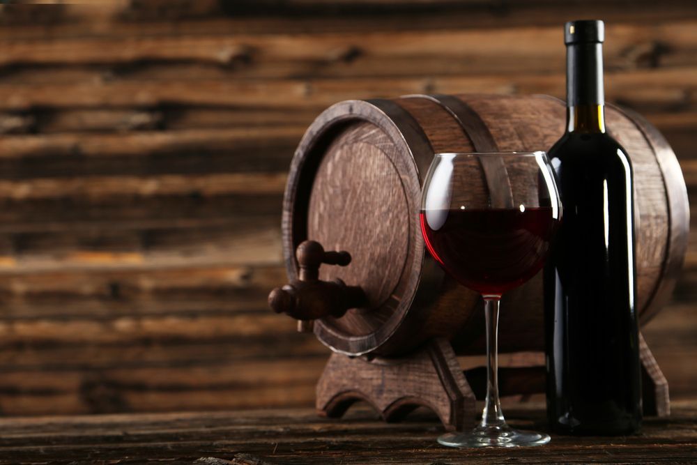 Wine Barrel, Glass of Red Wine — BYO Cellars in Wyong, NSW