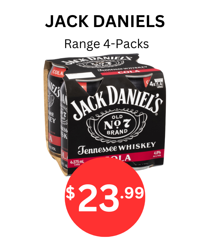 Bundaberg UP Rum 1 Litre
Smirnoff Vodka 1 Litre
Johnnie Walker Red Label 1 Litre
Gordons Gin 1 Litre