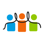 A group of people are high-fiving and standing next to each other.