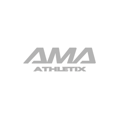 a gray logo for ama athleticx on a white background .