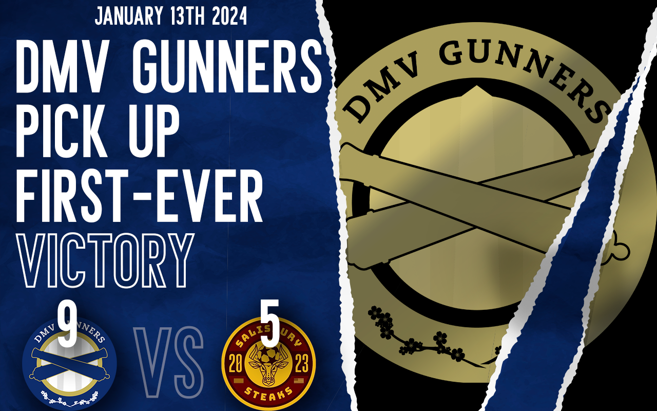 a poster that says dmv gunners pick up first ever victory