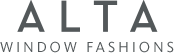 The logo for alta window fashions is on a white background.
