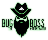 A logo for bug boss the x-terminator