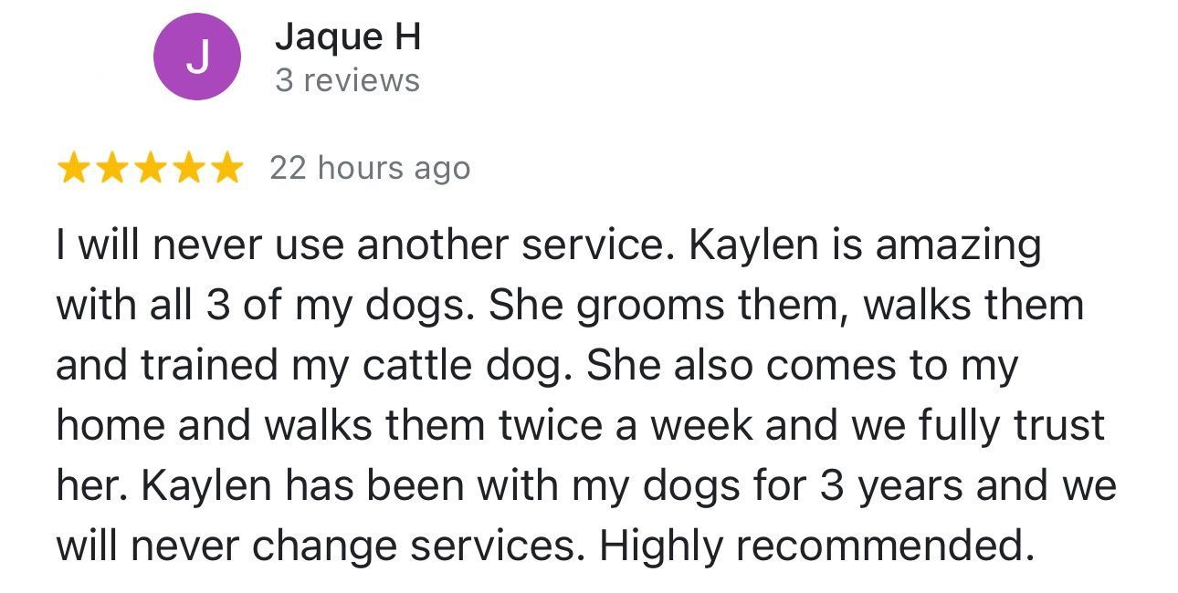 Jaque highly recommends Kaylen for her services, praising her trust and reliability.