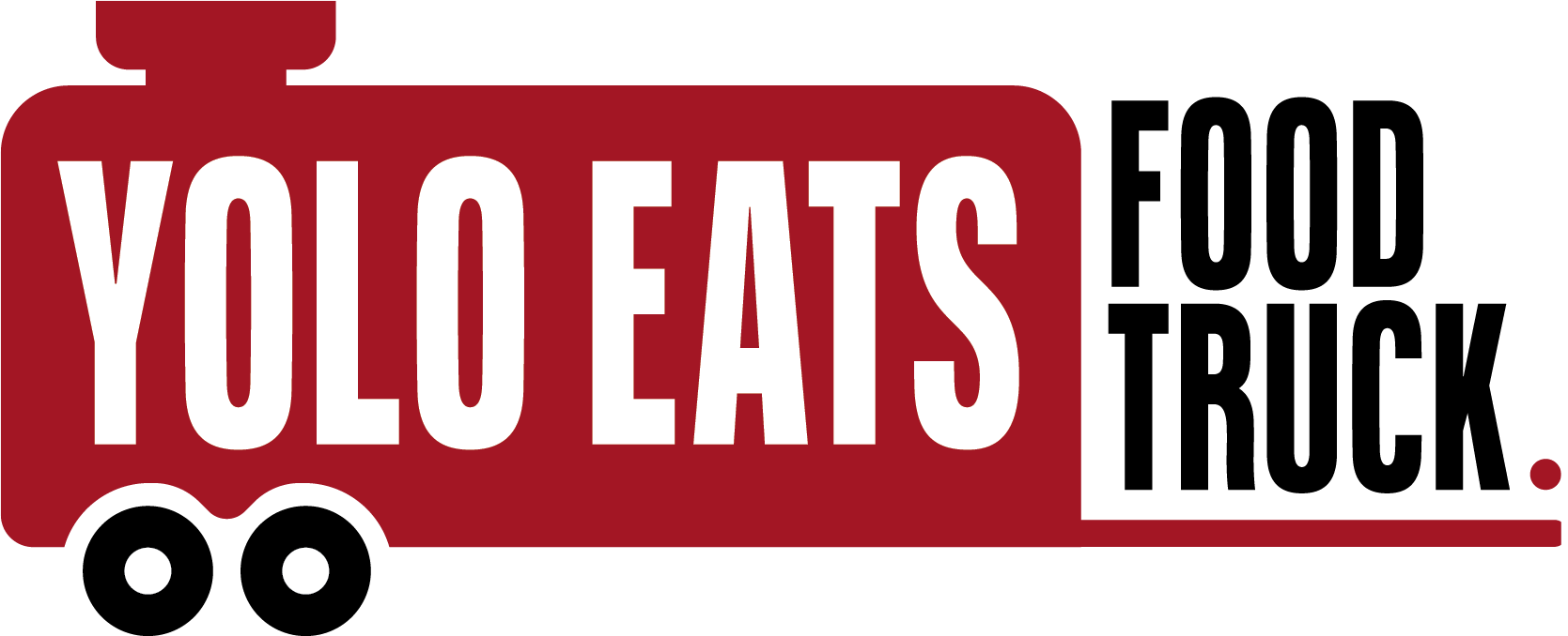 A logo for a food truck called yolo eats food truck
