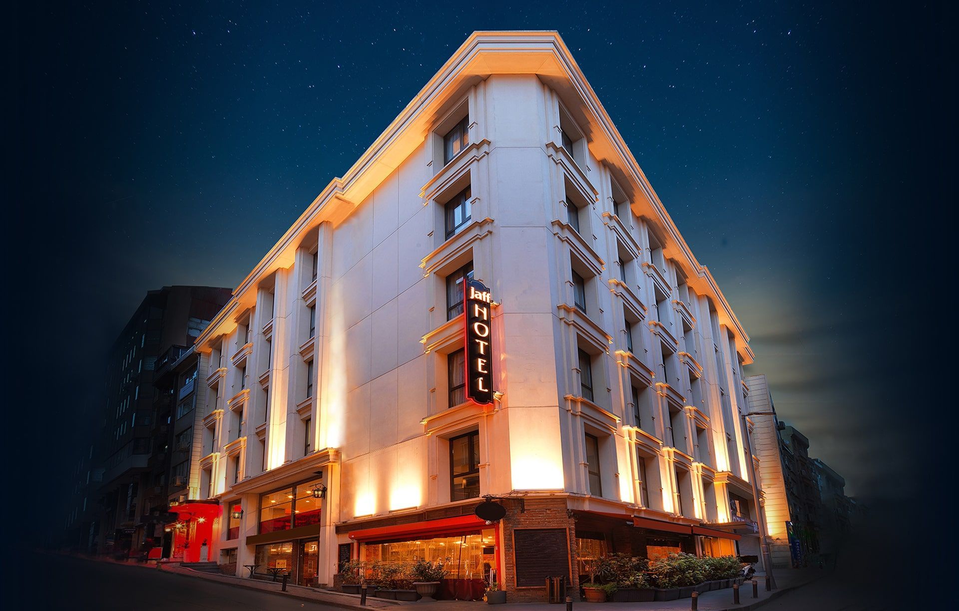 A large white building with the word express on it