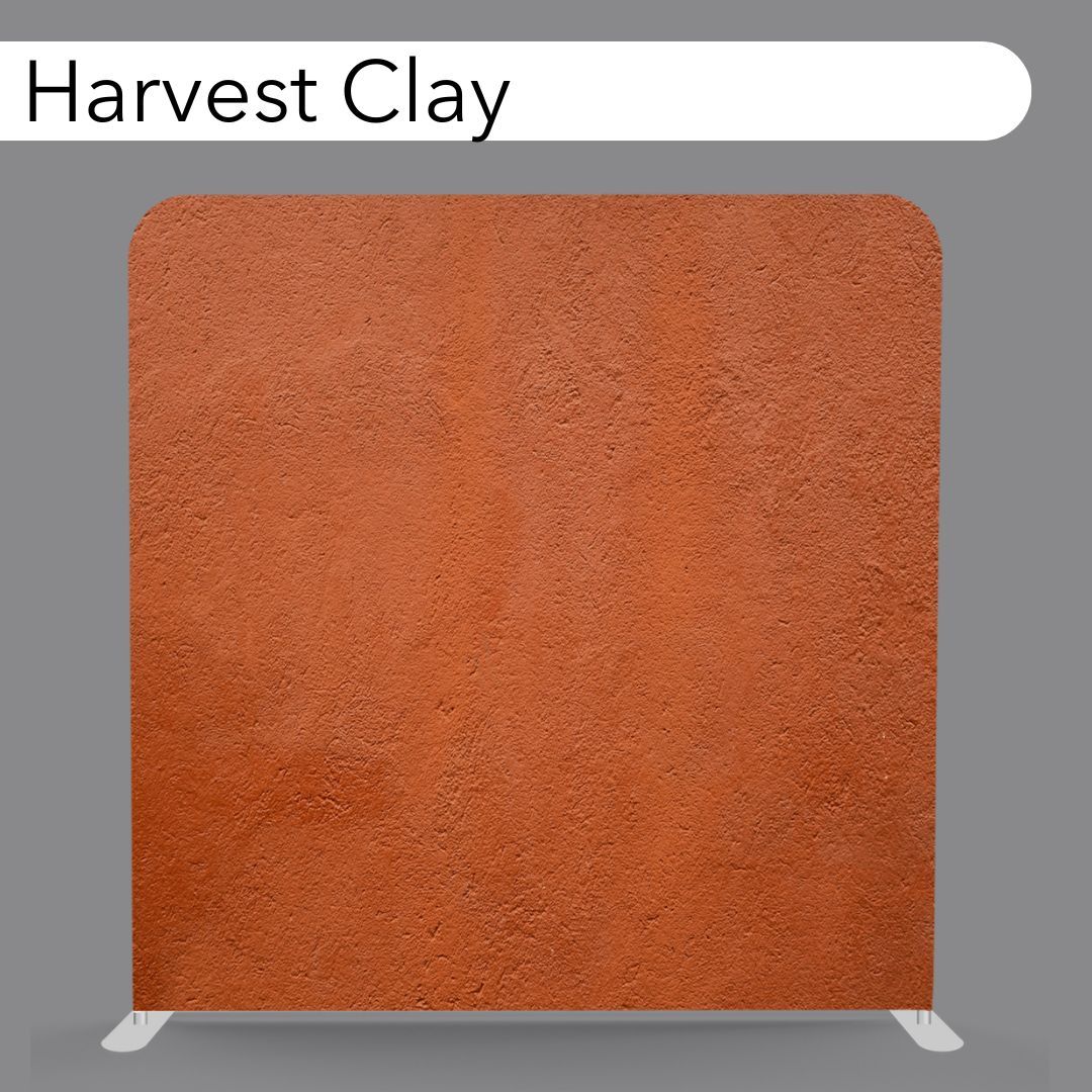 Harvest Clay backdrop with a textured, reddish-brown appearance, set against a gray background.
