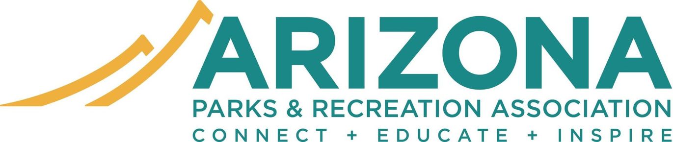 Arizona Parks & Recreation Association logo with teal text, gold upward arrows.