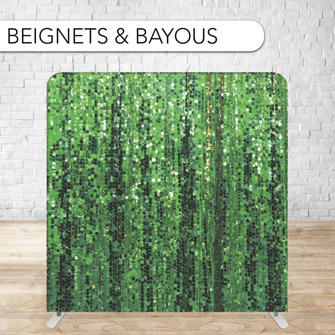 Green sequin backdrop for a 