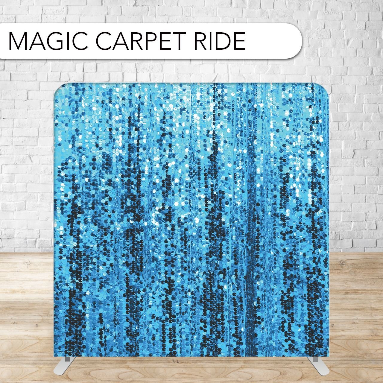 Blue sequin backdrop with 