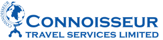 Logo for Connoisseur Travel Services Limited: a globe icon with a blue wordmark below.