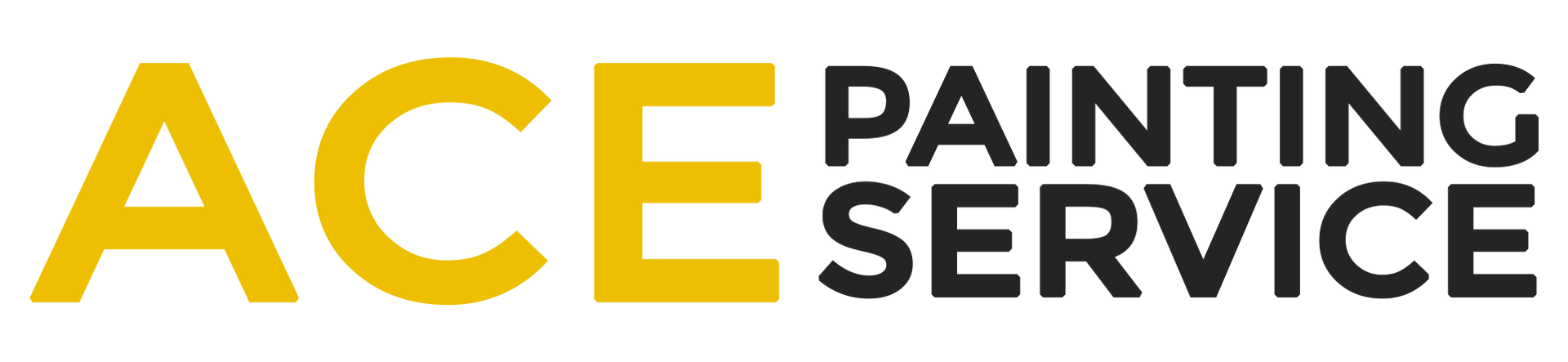 The logo for ace painting service is yellow and black on a white background.