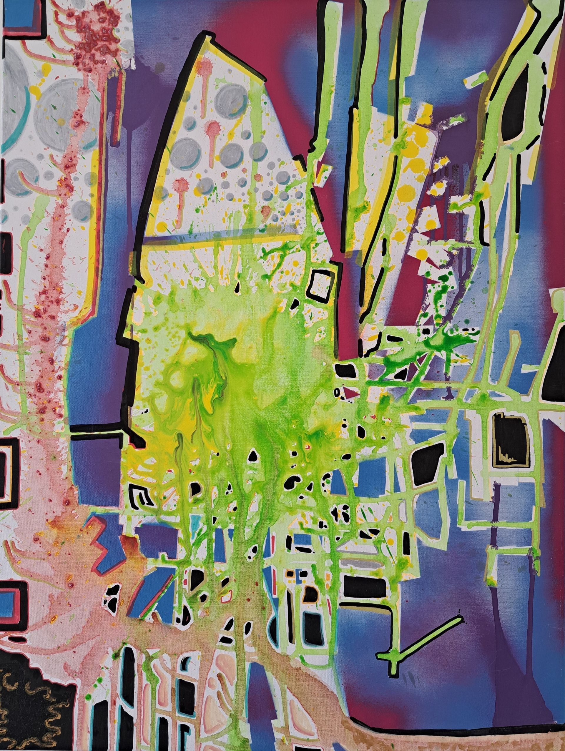 A colorful abstract painting.