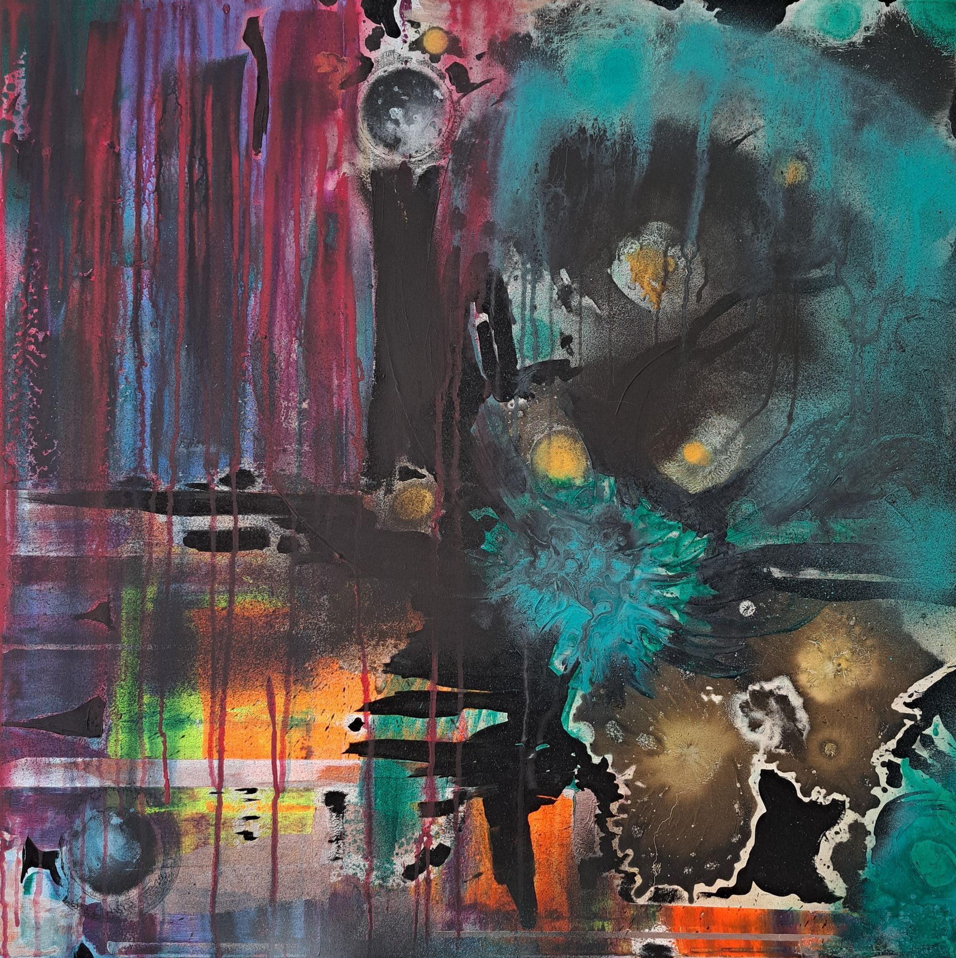 A colorful abstract painting.