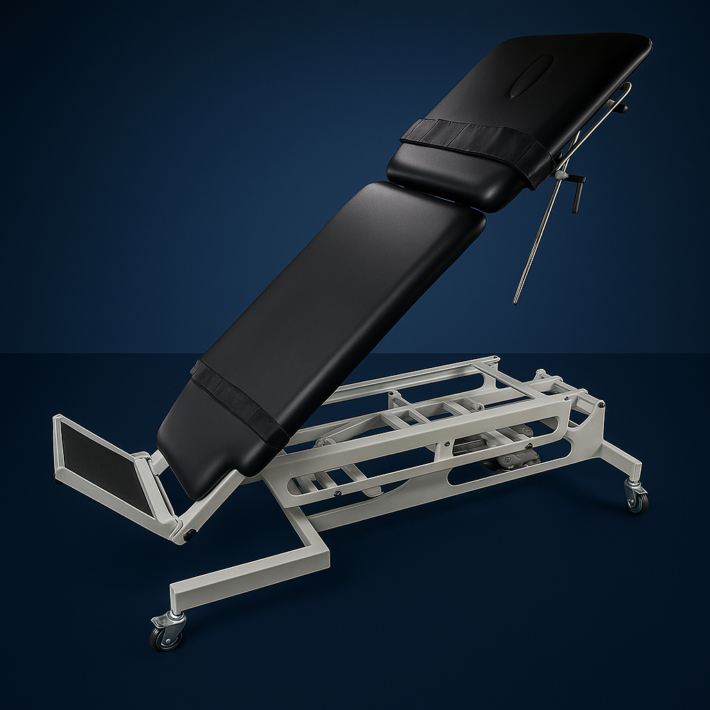 Man shaking hands with healthcare provider in a clinic. They are standing near a waiting area.