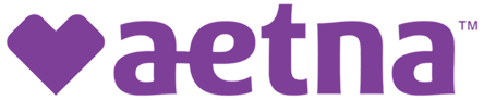 Aetna Logo: Purple heart icon beside the word