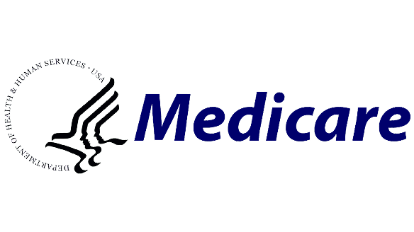 Medicare logo: blue text with a stylized bird on the left.