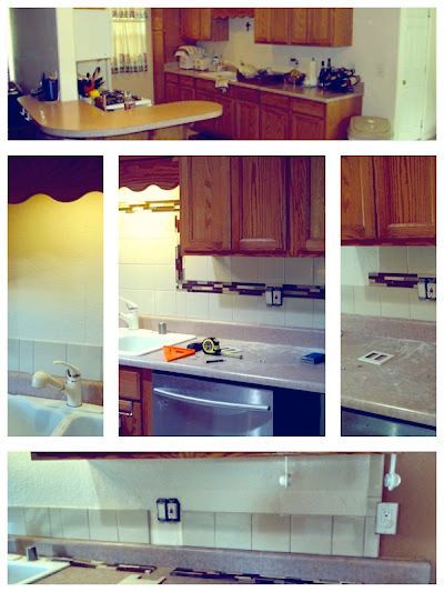A collage of pictures showing a kitchen before and after being remodeled