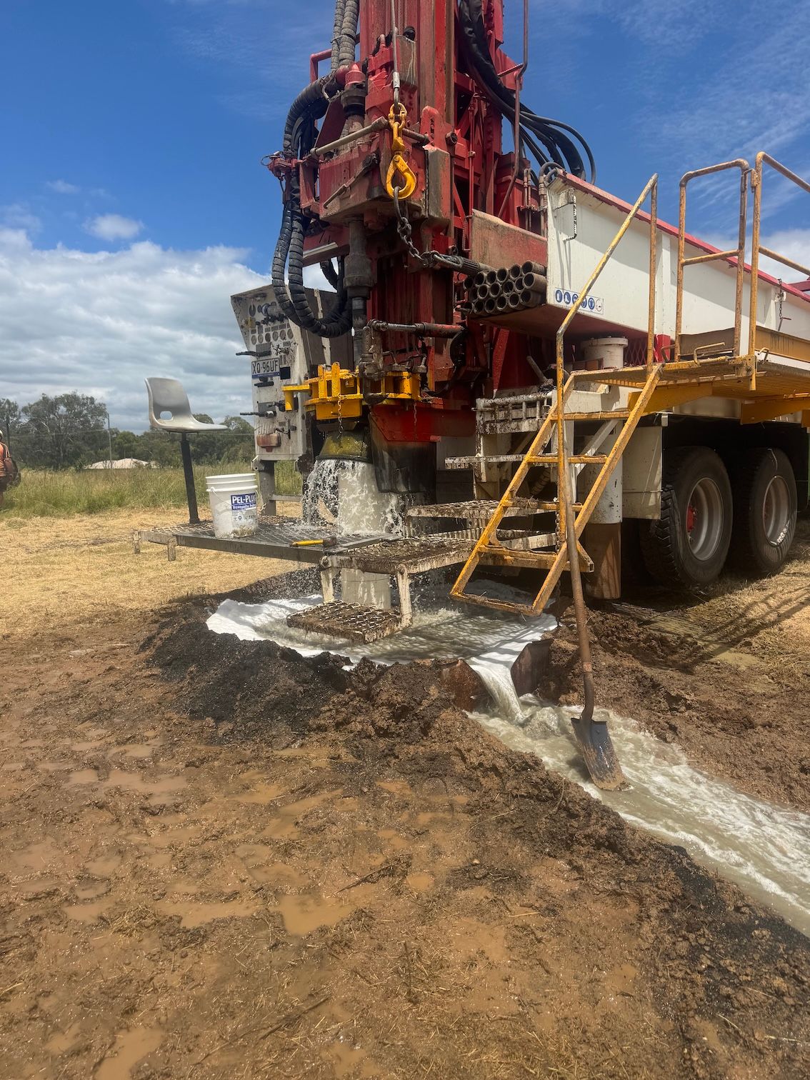 Water Draining From Soft Soil Bore — Kowaltzke Drilling Services in Gatton, QLD 