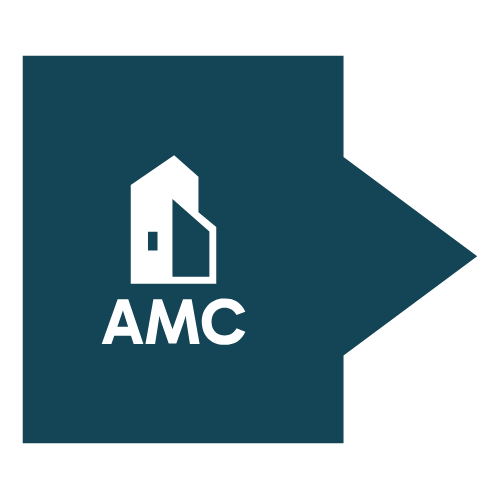 Dark teal and white logo with a stylized 