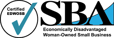 A white logo with a check mark in the middle of it.