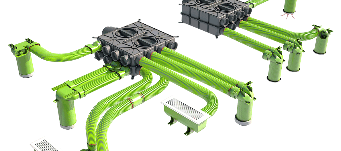 Radial Air Distribution Systems CAD Rendering of a Radial Air Distribution System