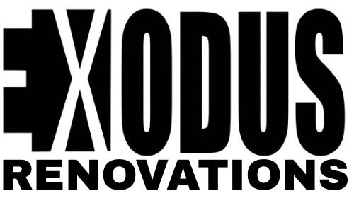 Black logo: "EXODUS" in bold font with a design element, and "RENOVATIONS" below.