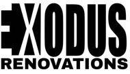 Black logo: "EXODUS" in bold font with a design element, and "RENOVATIONS" below.