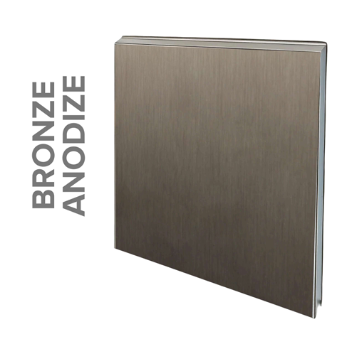 Bronze anodized metal sample with vertical grain.