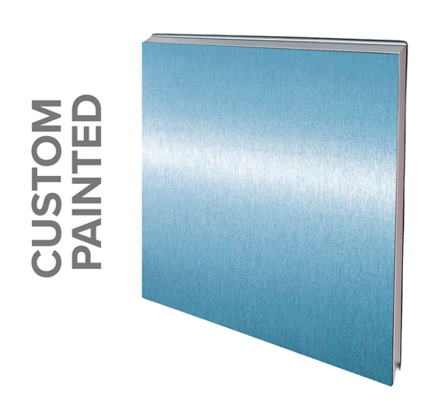 Custom painted blue textured metal panel.