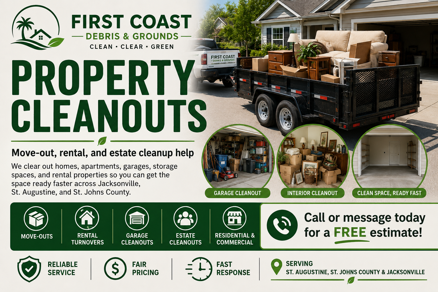 Property cleanout in Jacksonville and St Augustine