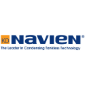 The navien logo is a blue and yellow logo on a white background.