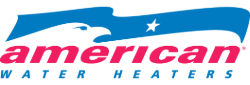 A logo for american water heaters with an eagle and a star