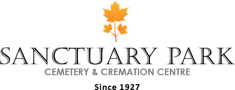 Sanctuary Park Cemetery & Cremation Centre logo with orange maple leaves and &ldquo;Since 1927&rdquo; text