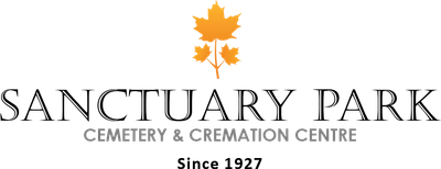 Sanctuary Park Cemetery & Cremation Centre logo with orange maple leaves and &ldquo;Since 1927&rdquo; text