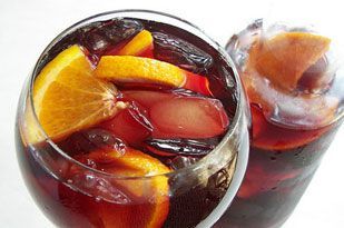 Two Glasses of Red Wine with Fruits
