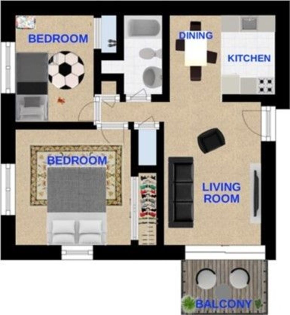 Floor Plan: 2 Bed · 1 Bath · 750 SQ. FT.