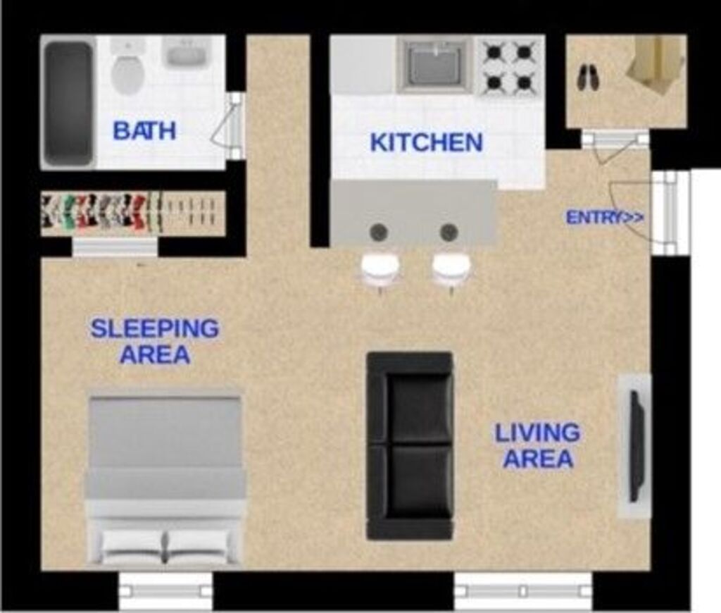 Floor Plan: Studio · 1 Bath · 525 SQ. FT.