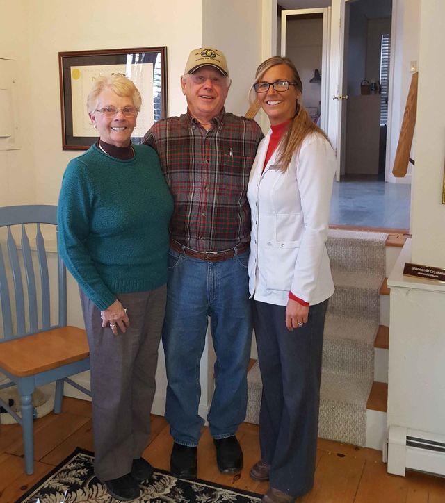 Happy Elderly Man With Denturist 4 — Kennebunk, ME — Denture Solutions