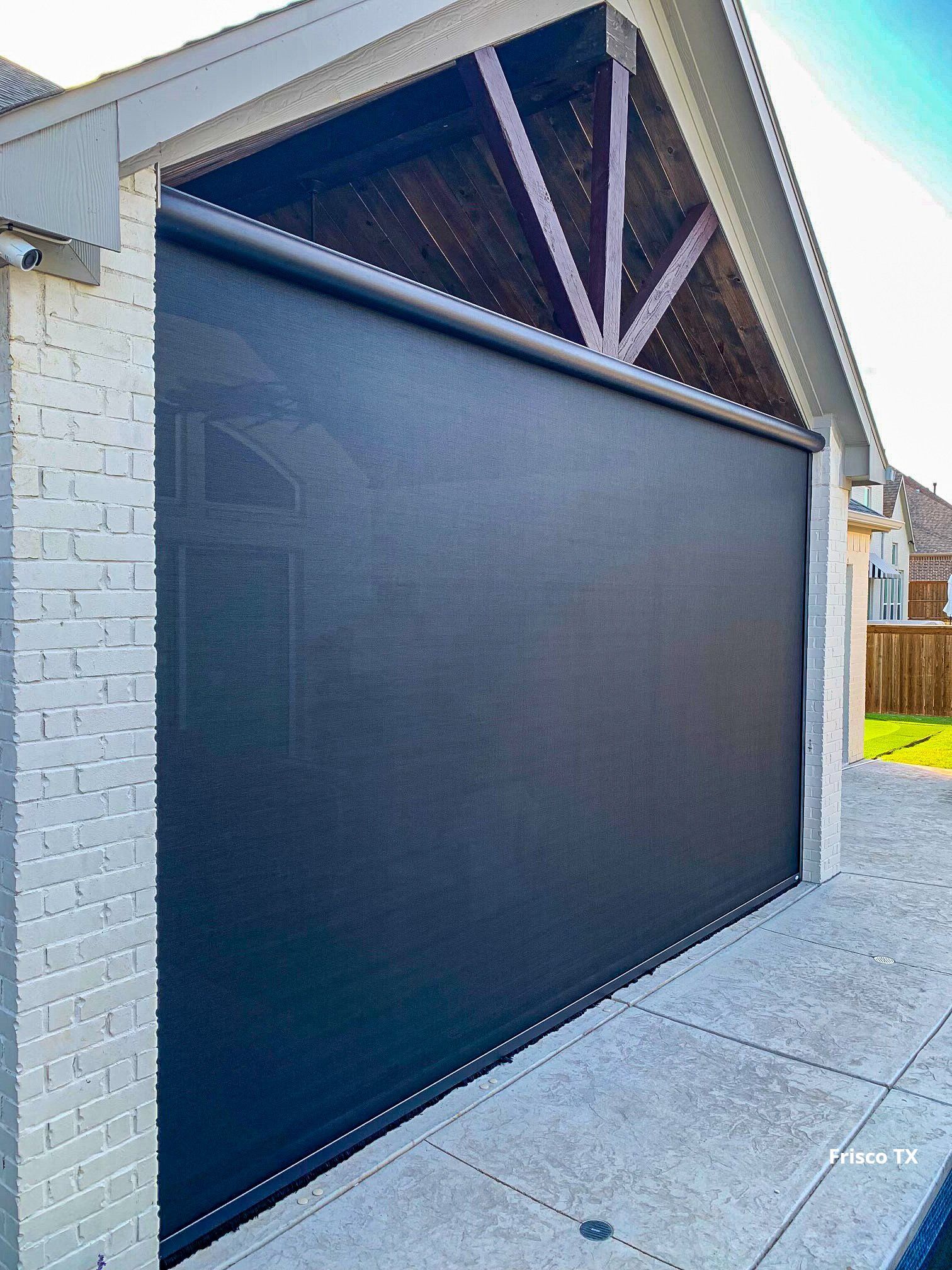 Poolside relaxation with a motoirzed patio shade in Frisco TX