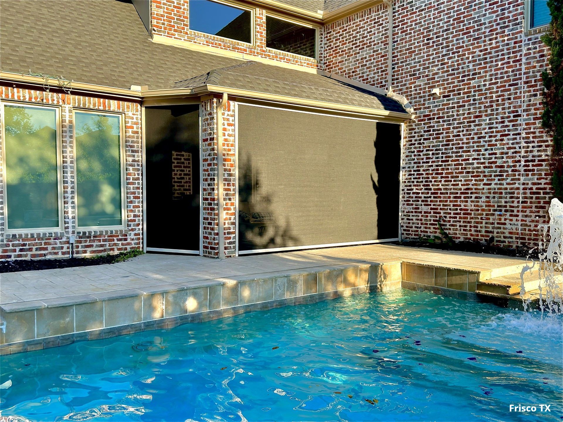 poolside shade lowered in Frisco TX