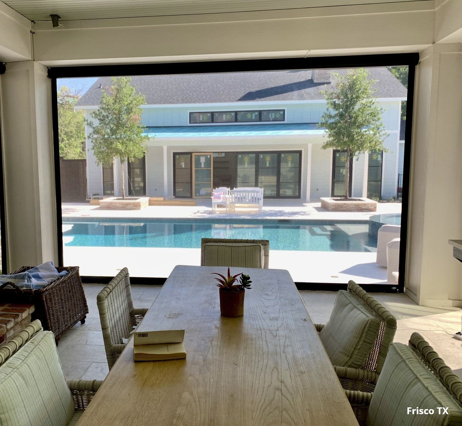 Motorized Patio Shade Pool View