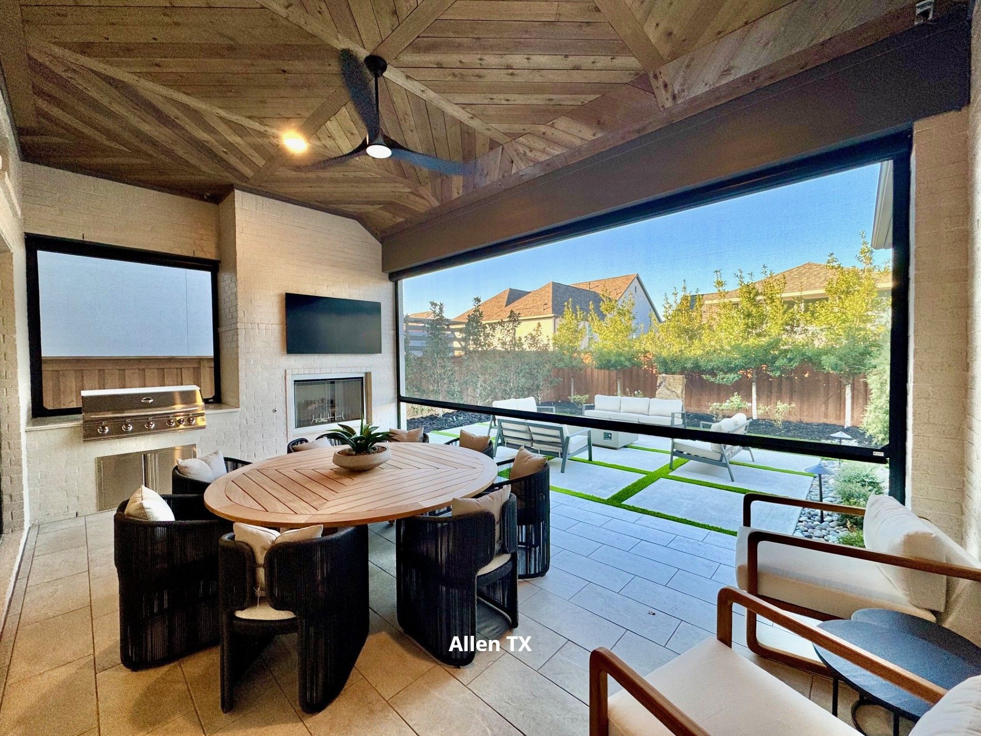 poolside shade lowered in Frisco TX