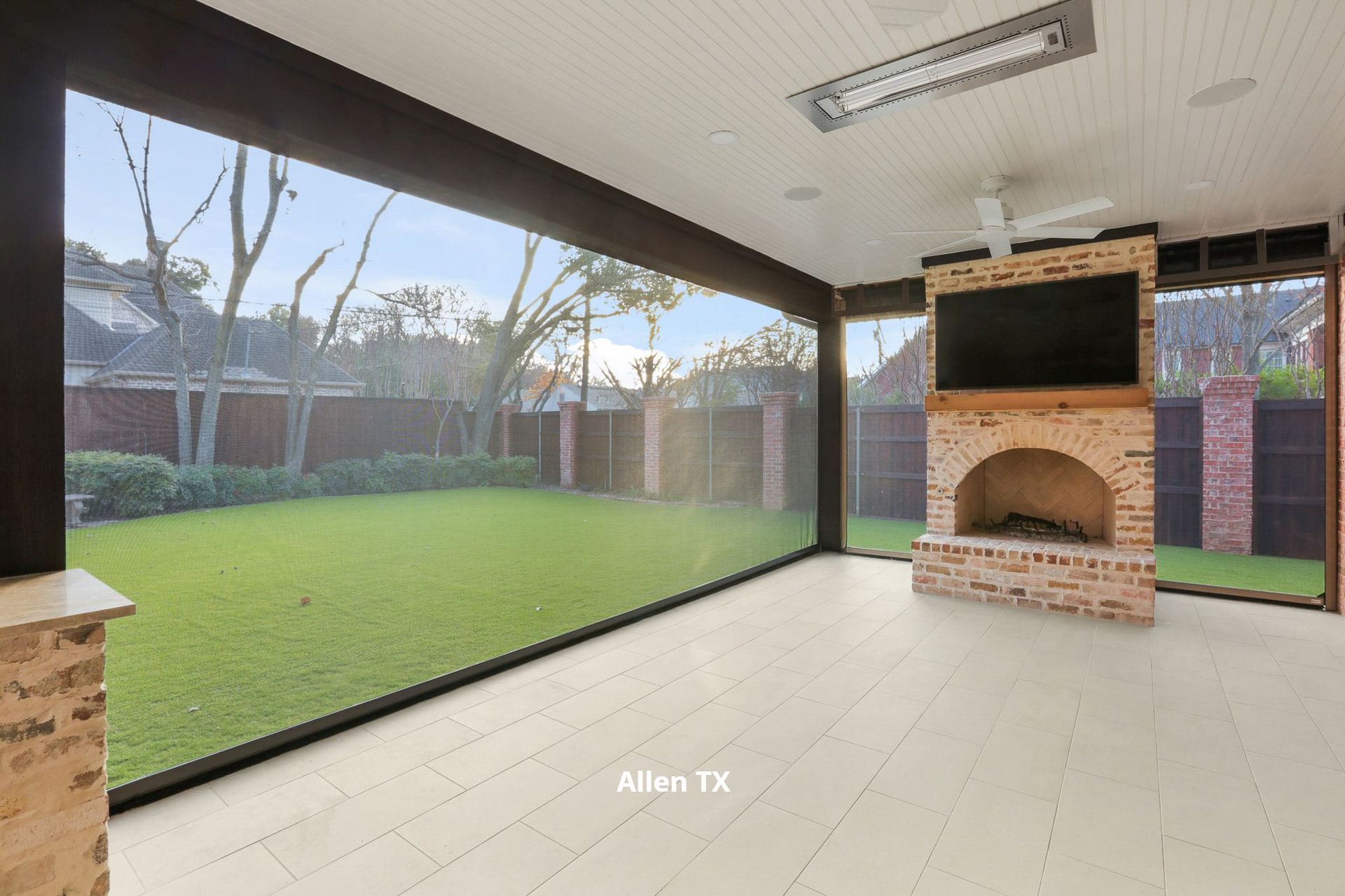 A motorized retractable patio screen enhancing your pool experience in Frisco TX