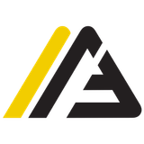 A black and yellow triangle on a white background.