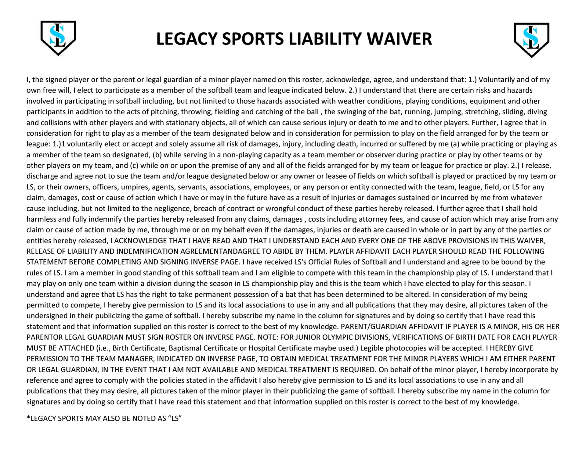 Legacy Sports Softball Schedule Legacy Sports Softball Schedule